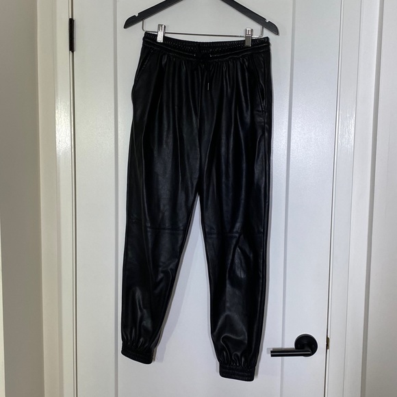 Zara Faux Vegan Leather Jogger Trousers Pants - Picture 3 of 14